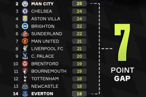 一场天堂一场地狱😰赛季已过三分之一，英超第2与第14只差7分
