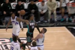 若进必为年度十佳球！莫兰特超远距离起飞意欲隔扣乐福 可惜扣飞